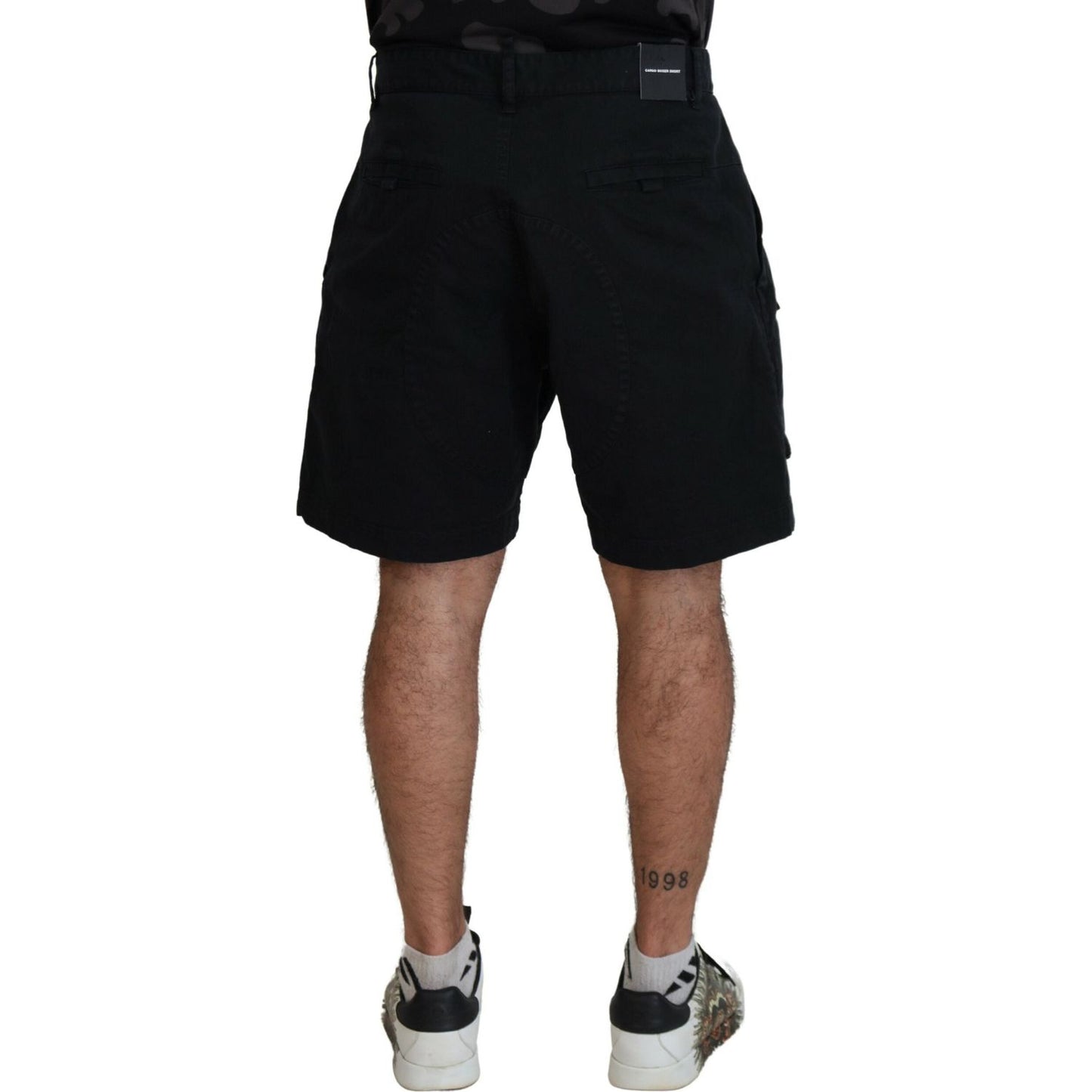 Dsquared² Black Cotton Cargo Boxer Above Knee Shorts Dsquared²