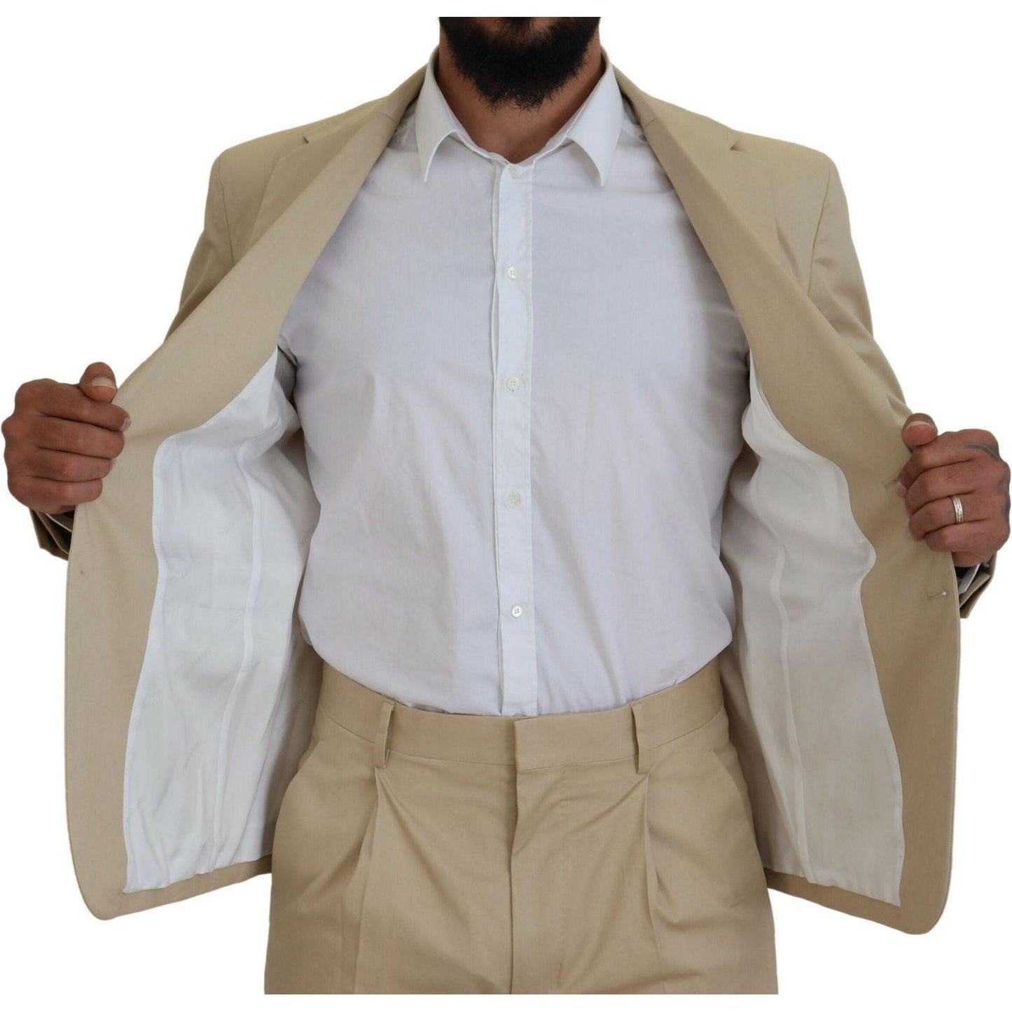 Dsquared² Beige Cotton Single Breasted 2 Piece CIPRO Suit Dsquared²