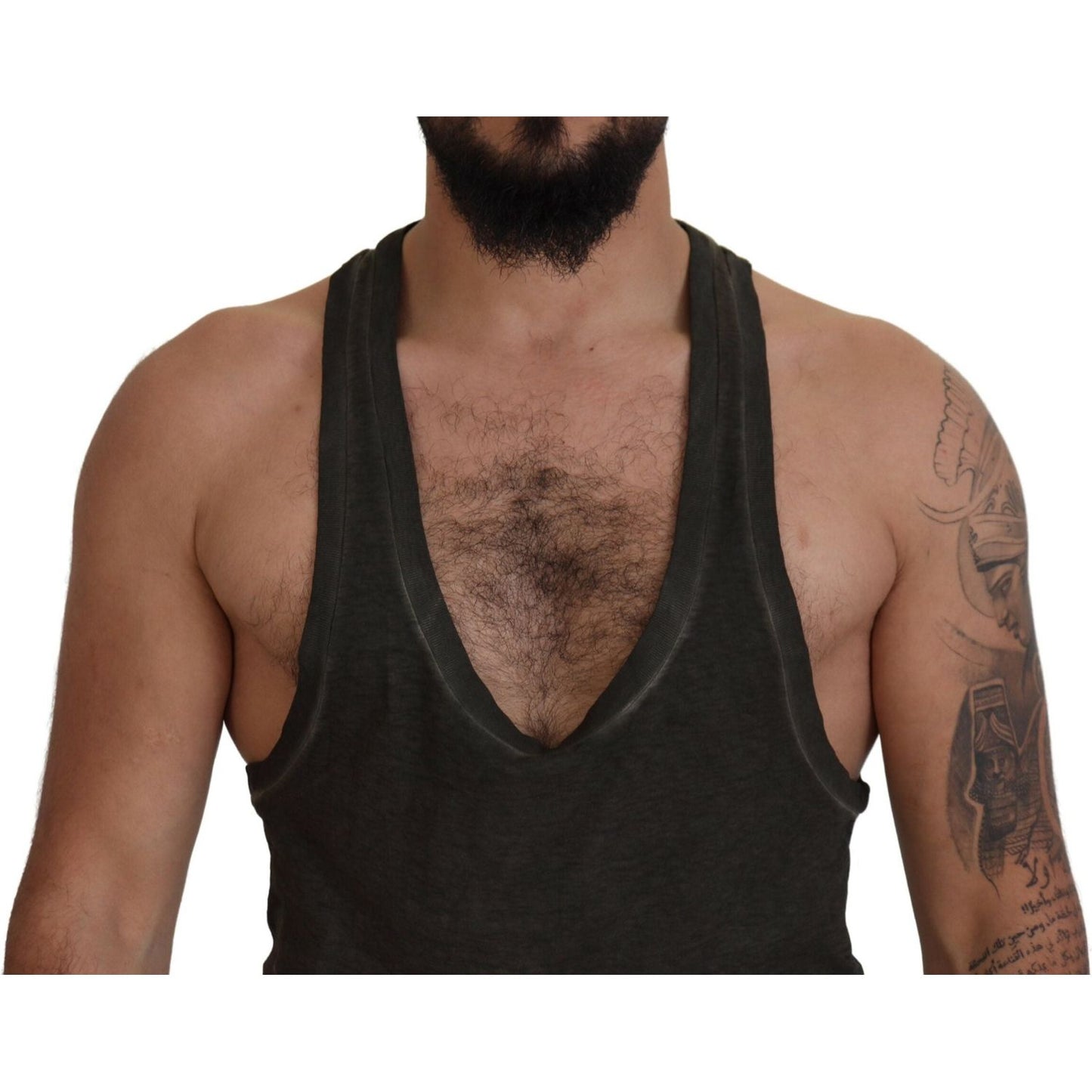 Dsquared² Gray Cotton Linen Sleeveless Tank T-shirt Dsquared²