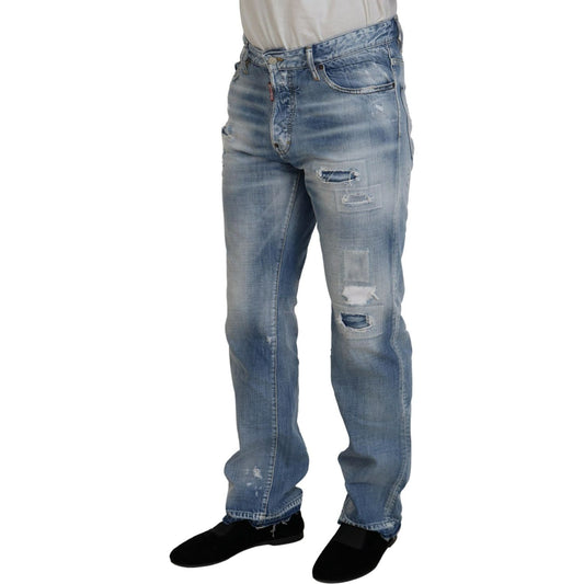 Dsquared² Blue Washed Straight Fit Men Casual Denim Jeans Dsquared²