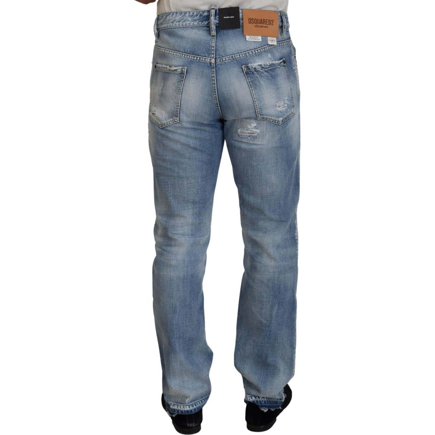 Dsquared² Blue Washed Straight Fit Men Casual Denim Jeans Dsquared²