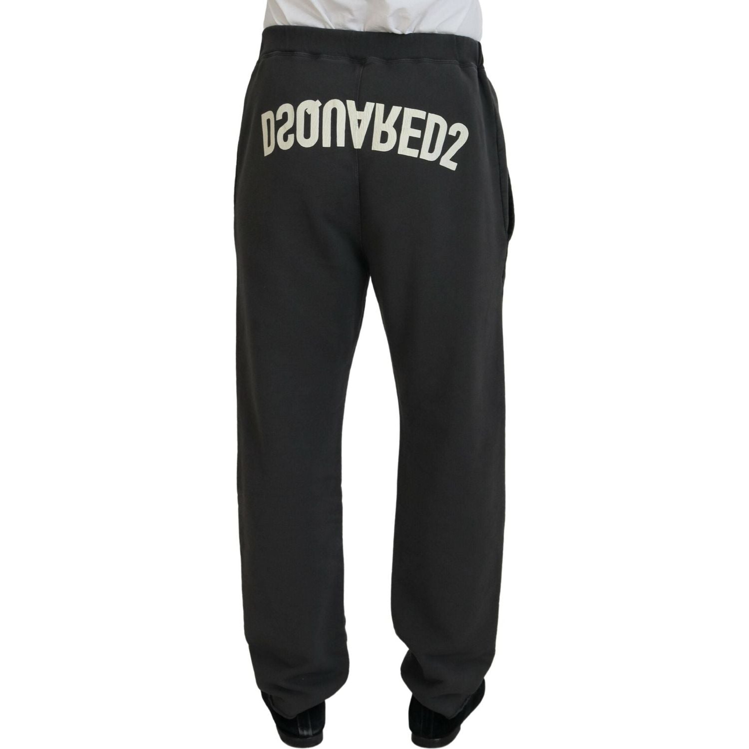 بنطلون رجالي كاجوال ممزق من القطن باللون الرمادي الداكن من Dsquared²