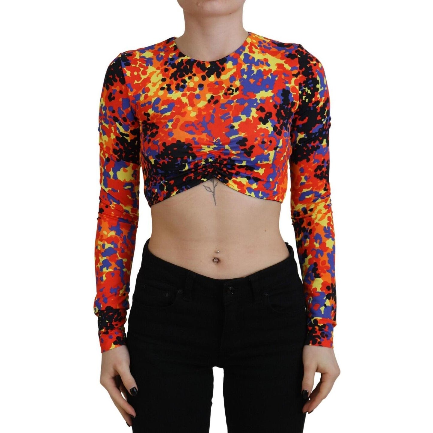 Dsquared² Multicolor Cami Long Sleeves Cropped Blouse Top Dsquared²