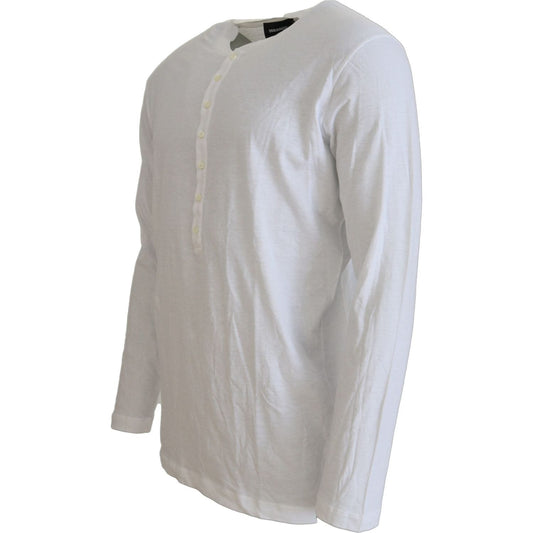 Dsquared² White Cotton Linen Long Sleeves Pullover Sweater Dsquared²