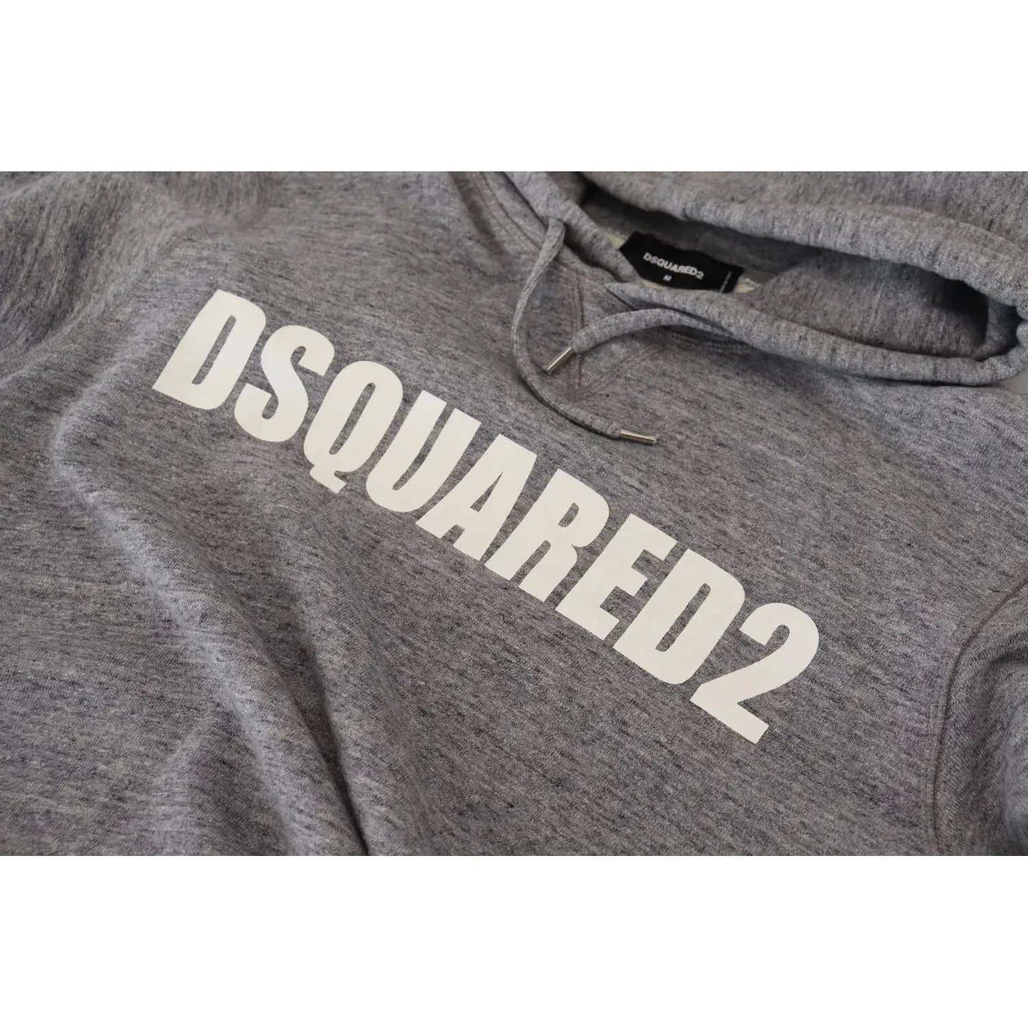 سترة رجالية من القطن الرمادي بغطاء رأس وطبعة شعار من Dsquared²