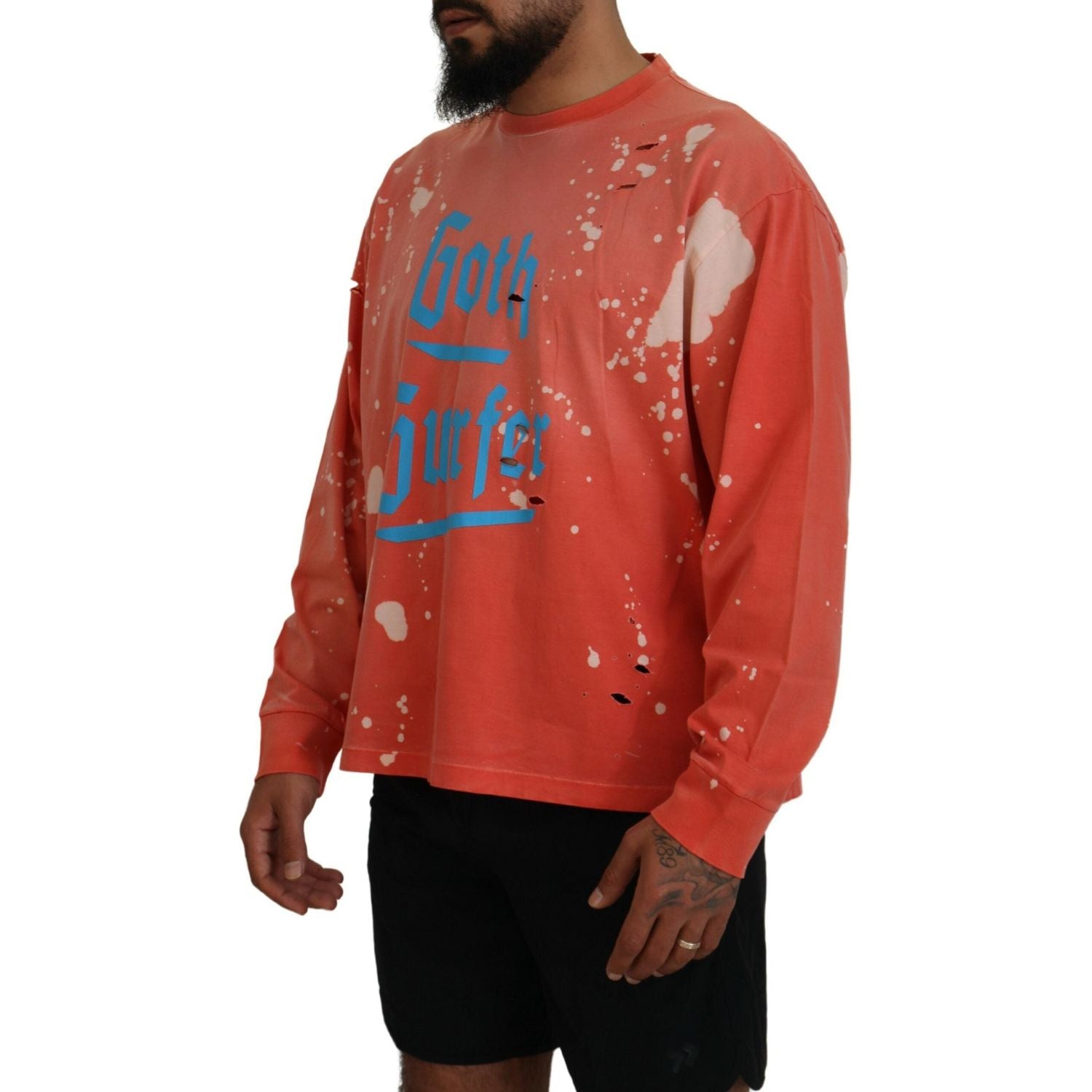 橙色印花长袖套衫