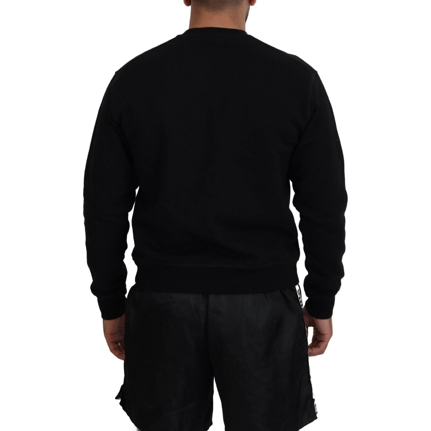 黑色印花长袖套头衫