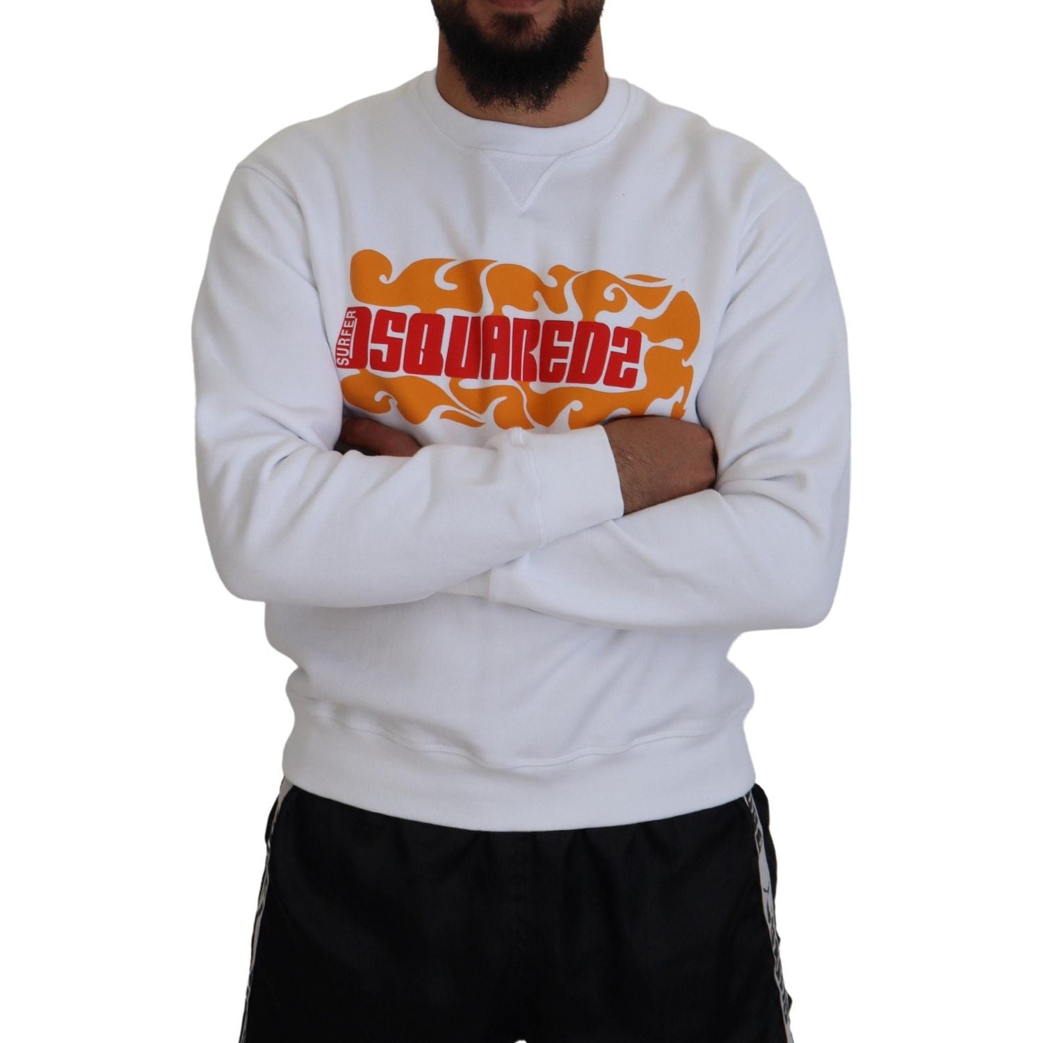 白色棉质印花长袖套衫