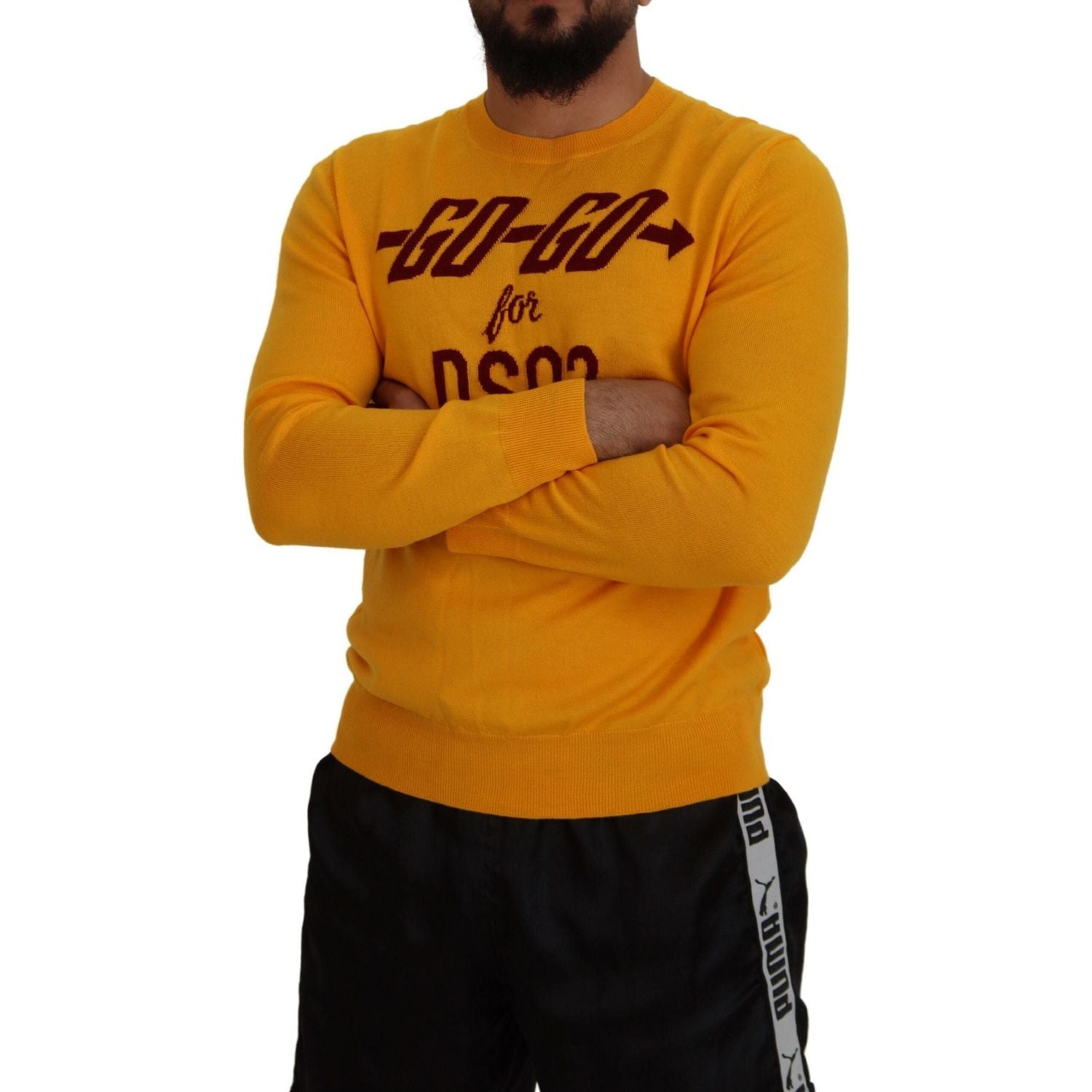 橙色 男士长袖羊毛套衫