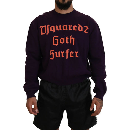 Dsquared² Purple Cotton Printed Men Pullover Sweater Dsquared²