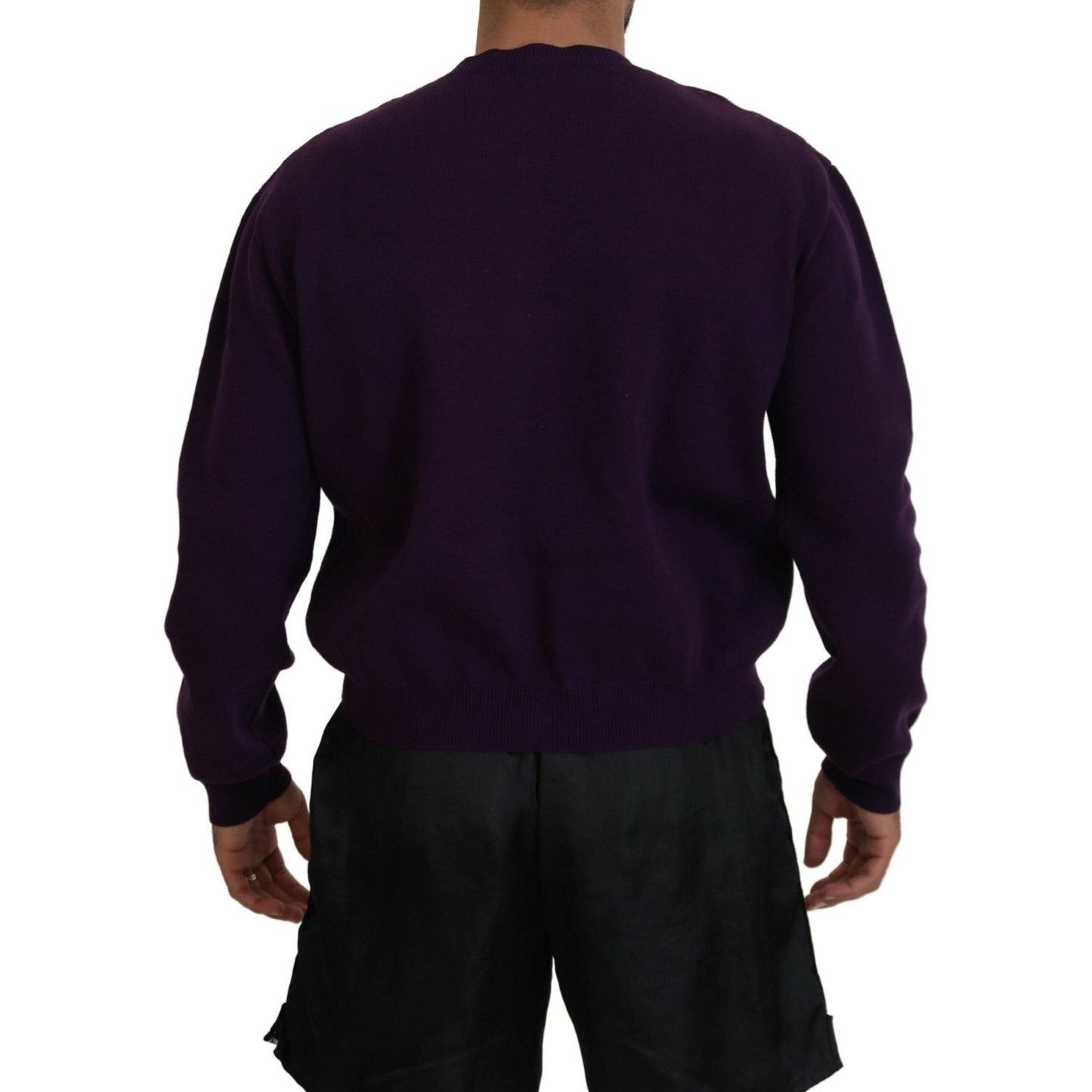 Dsquared² Purple Cotton Printed Men Pullover Sweater Dsquared²