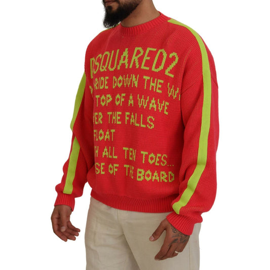 Dsquared² Orange Cotton Printed Long Sleeves Pullover Sweater Dsquared²