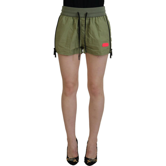 Dsquared² Green Cotton Mid Waist Drawstring Tapered Shorts Dsquared²