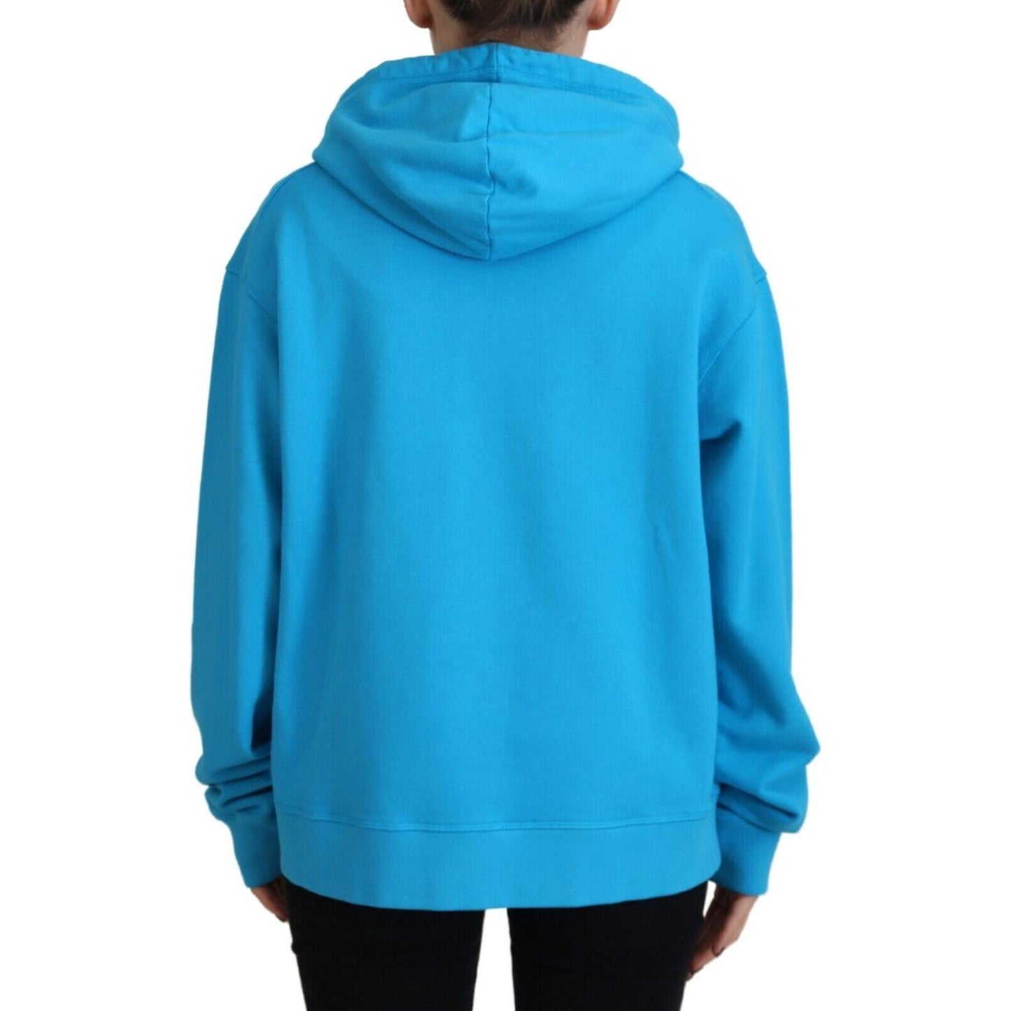 Dsquared² Blue Logo Print Cotton Hoodie Sweatshirt Sweater Dsquared²