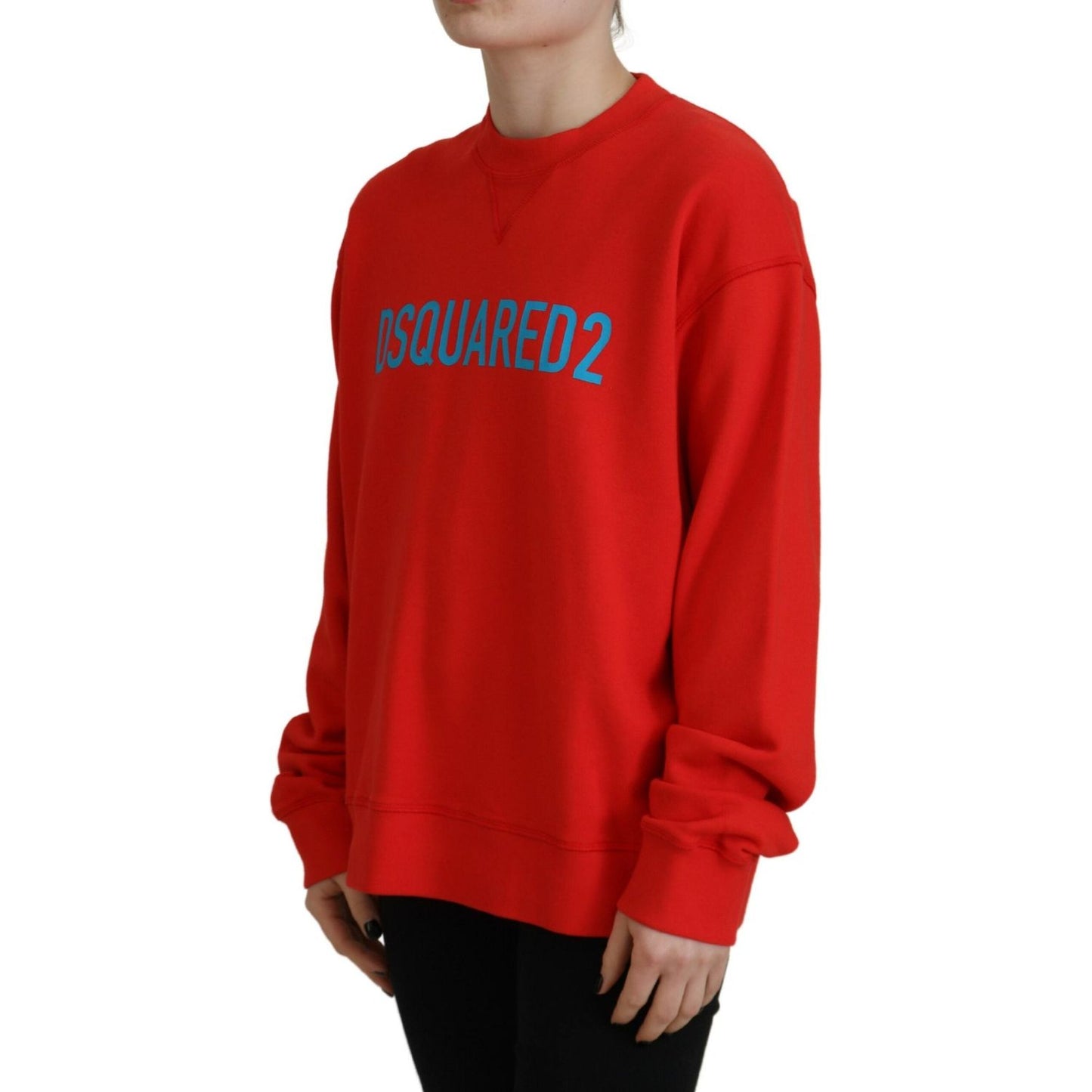 Dsquared² Red Cotton Printed Crew Neck Long Sleeve Sweater Dsquared²