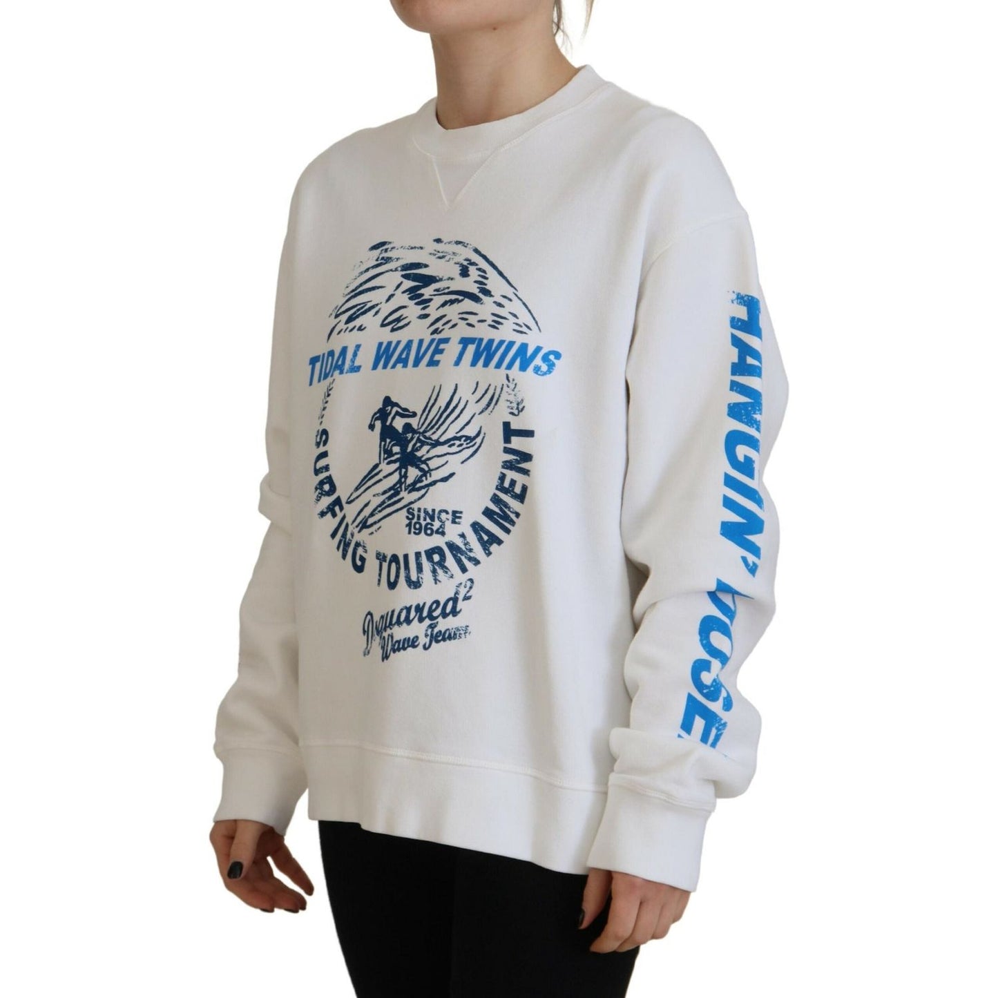 Dsquared² White Cotton Printed Women Long Sleeve Sweater Dsquared²