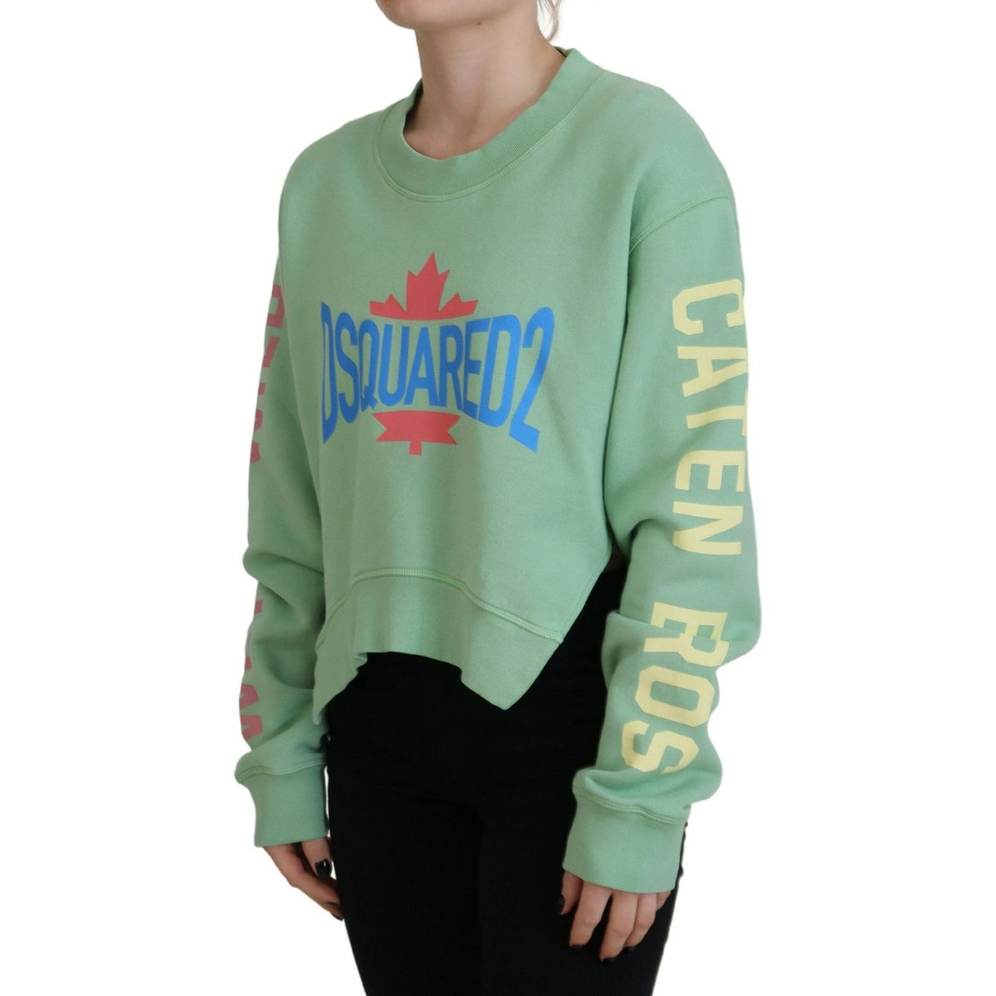 Dsquared² Green Logo Printed Crew Neck Long Sleeve Sweater Dsquared²