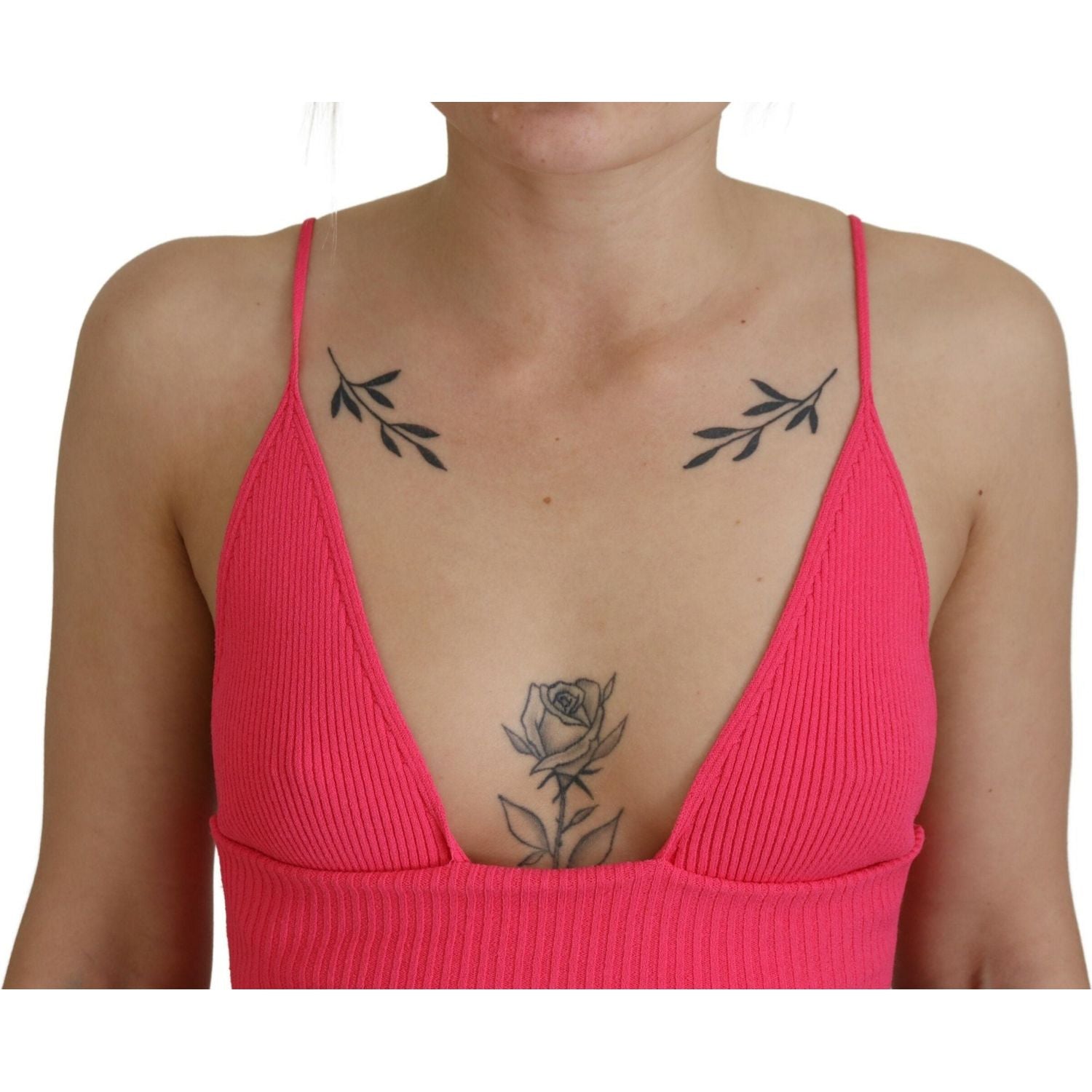 حمالة صدر محبوكة مضلعة وردية اللون من Dsquared² مع حمالة صدر قصيرة وأشرطة رفيعة