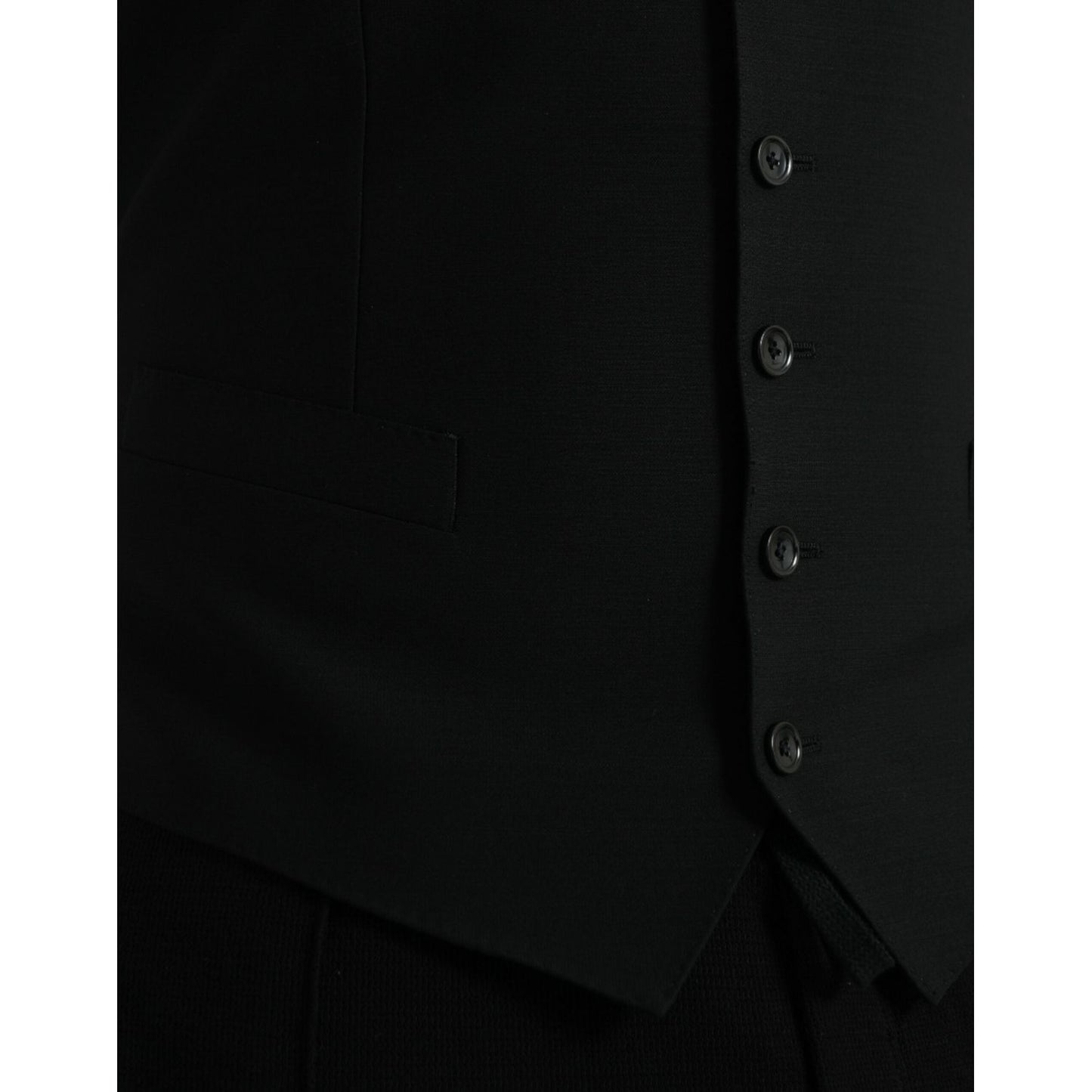 Dolce & Gabbana Black Wool Waistcoat Dress Formal Vest Dolce & Gabbana