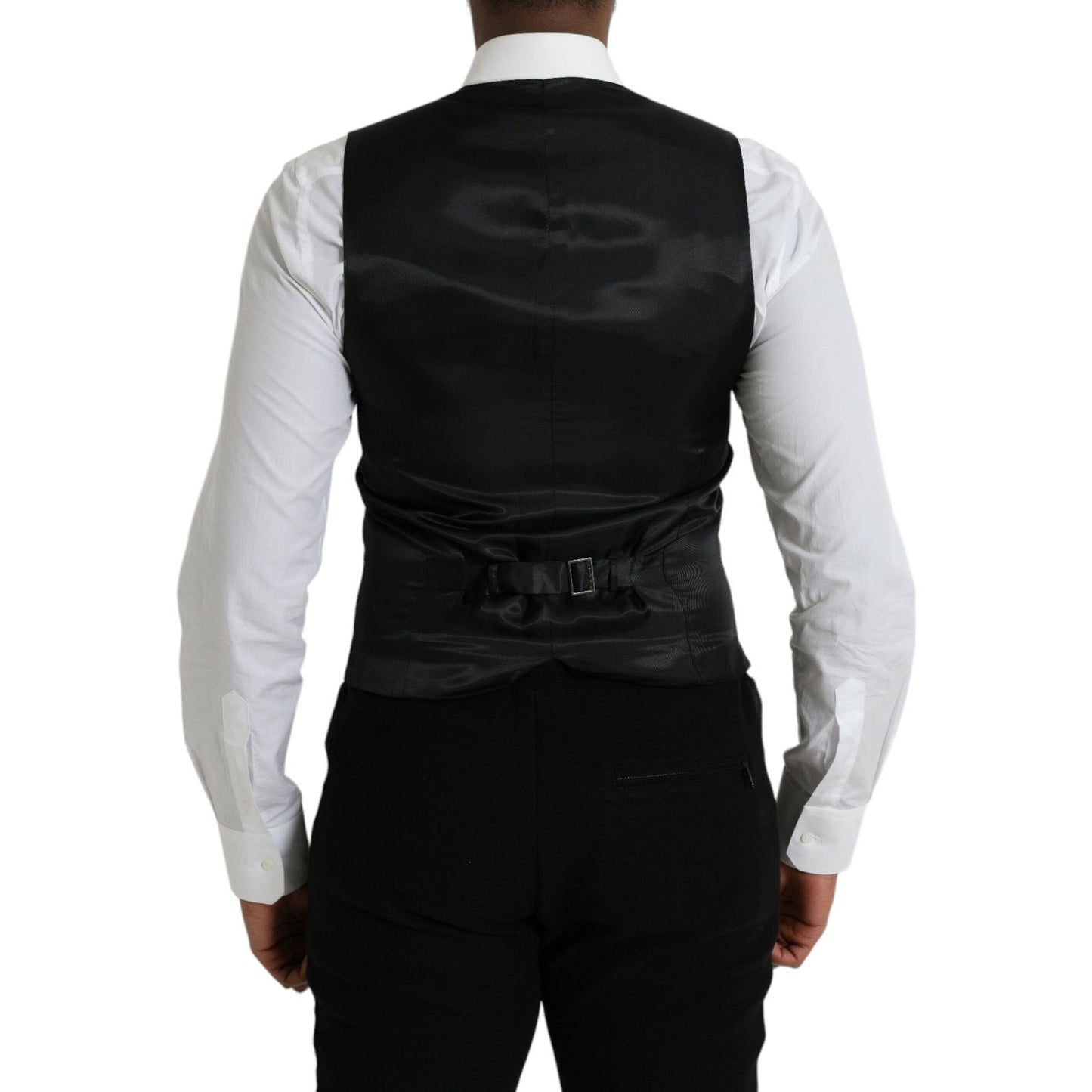 Dolce & Gabbana Black Wool Waistcoat Dress Formal Vest Dolce & Gabbana