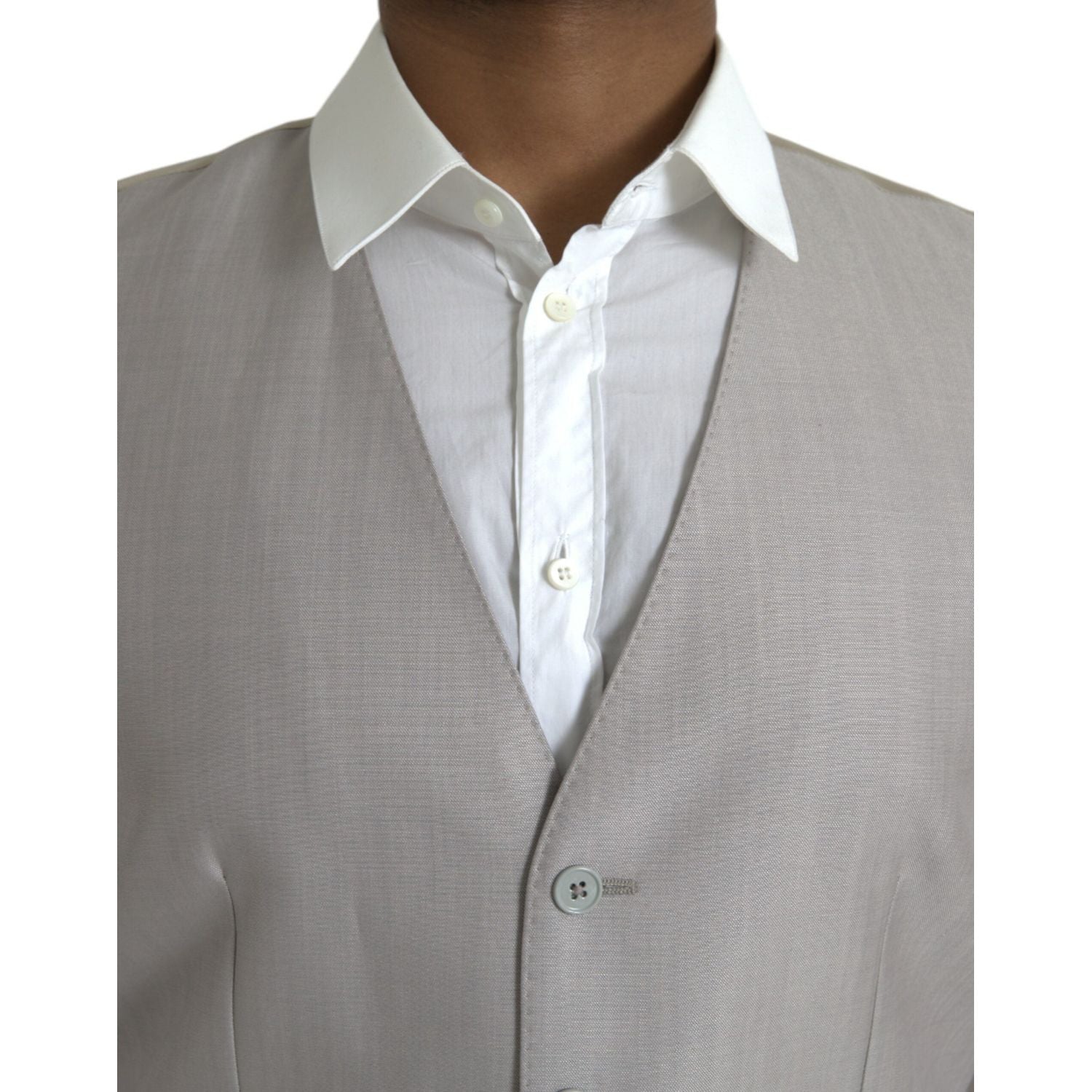 浅灰色羊毛正装马甲背心