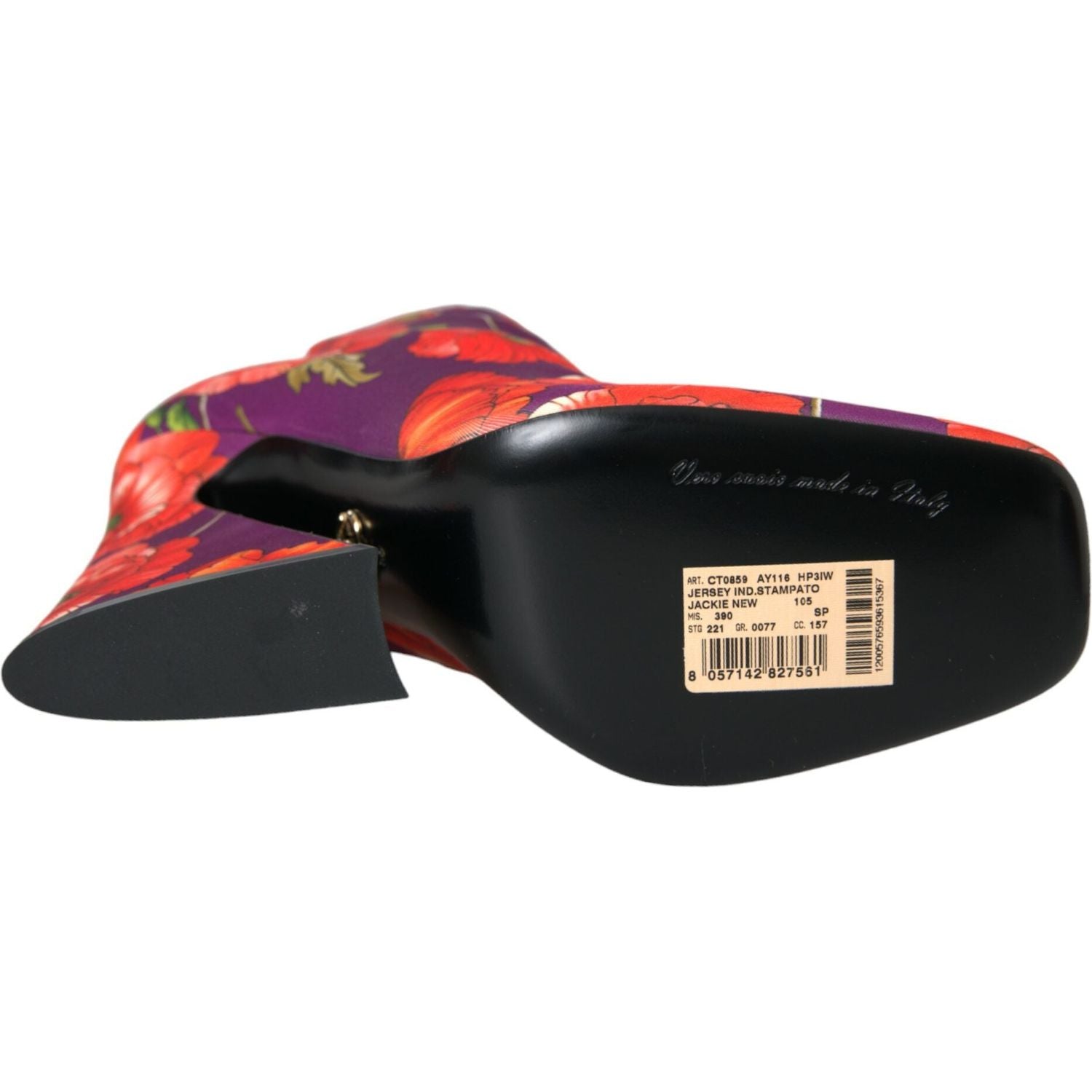 حذاء بوت مطاطي من قماش الجيرسيه المزهر باللون الأرجواني من دولتشي آند غابانا