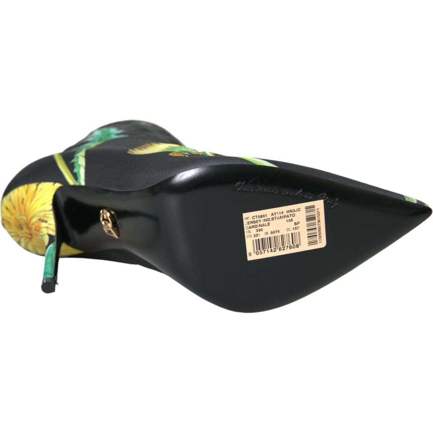 حذاء من قماش الجيرسي المطاطي الأسود المزهر من دولتشي آند غابانا يصل إلى الكاحل