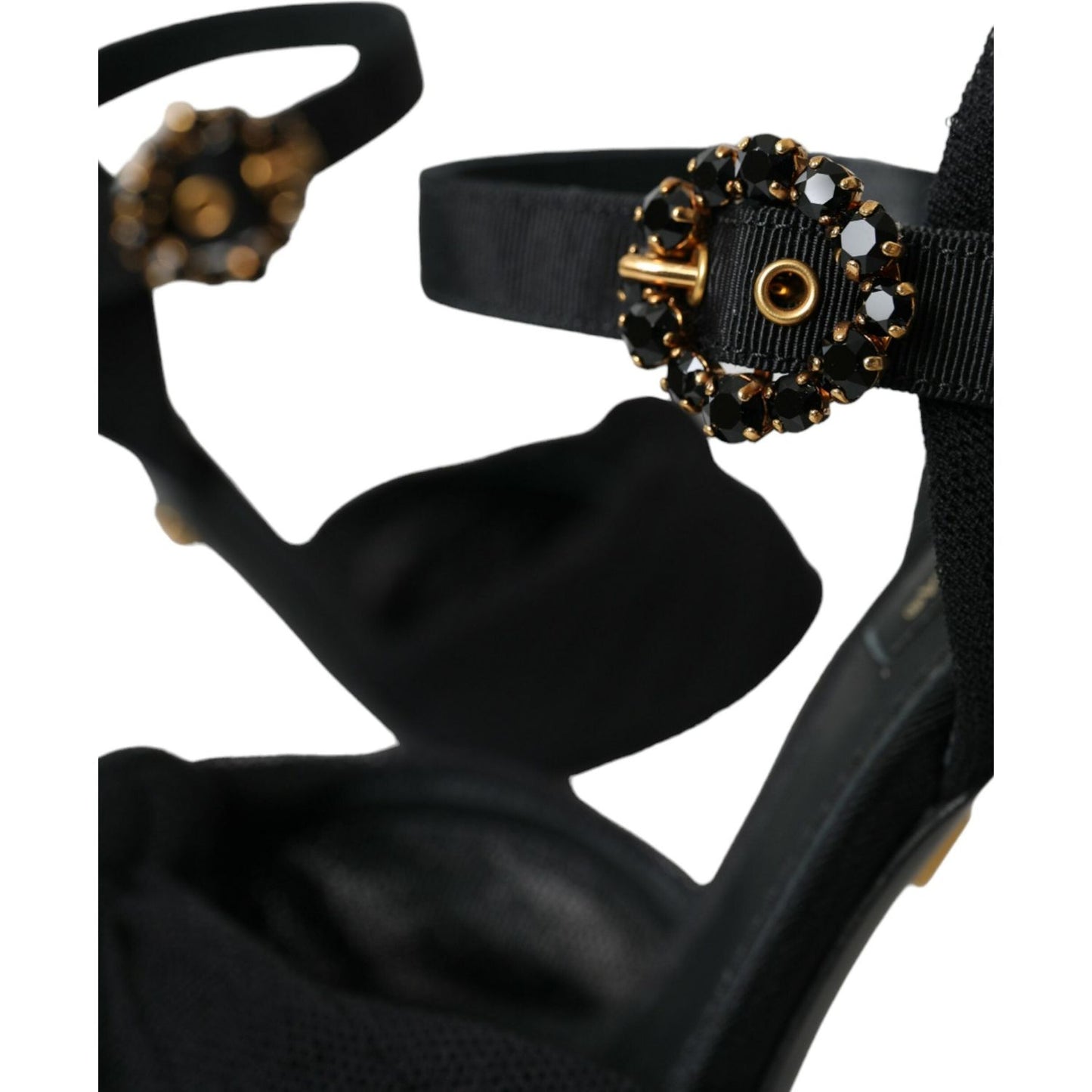 Dolce & Gabbana Black Suede Embellished Heels Sandals Shoes Dolce & Gabbana