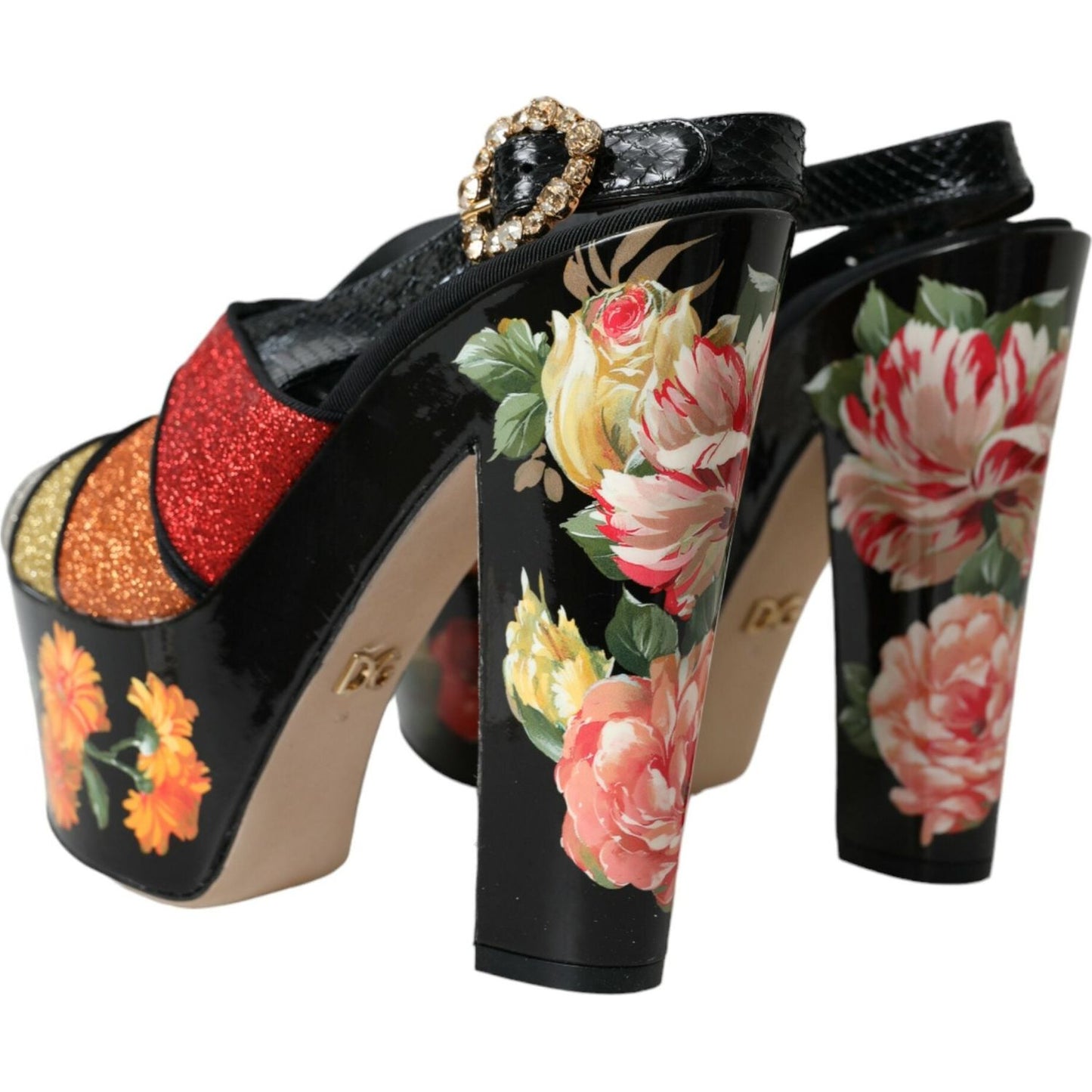 Dolce & Gabbana Multicolor Floral Crystal Platform Sandals Shoes Dolce & Gabbana