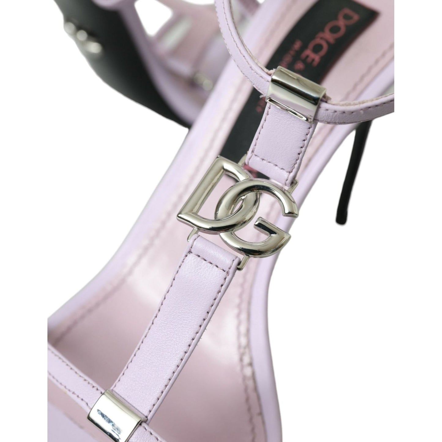 Dolce & Gabbana Purple Leather Logo Ankle Strap Heels Sandals Shoes Dolce & Gabbana