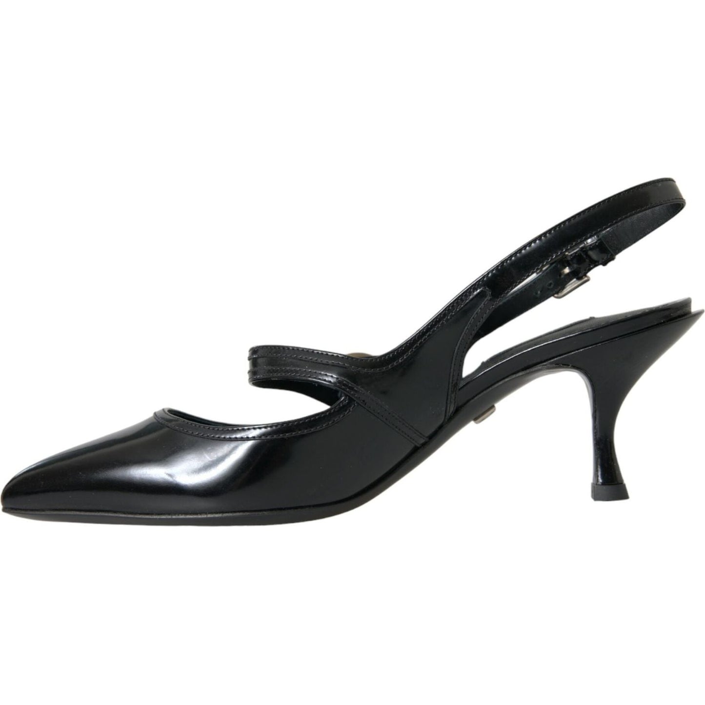 Dolce & Gabbana Black Leather Embellished Slingbacks Shoes Dolce & Gabbana