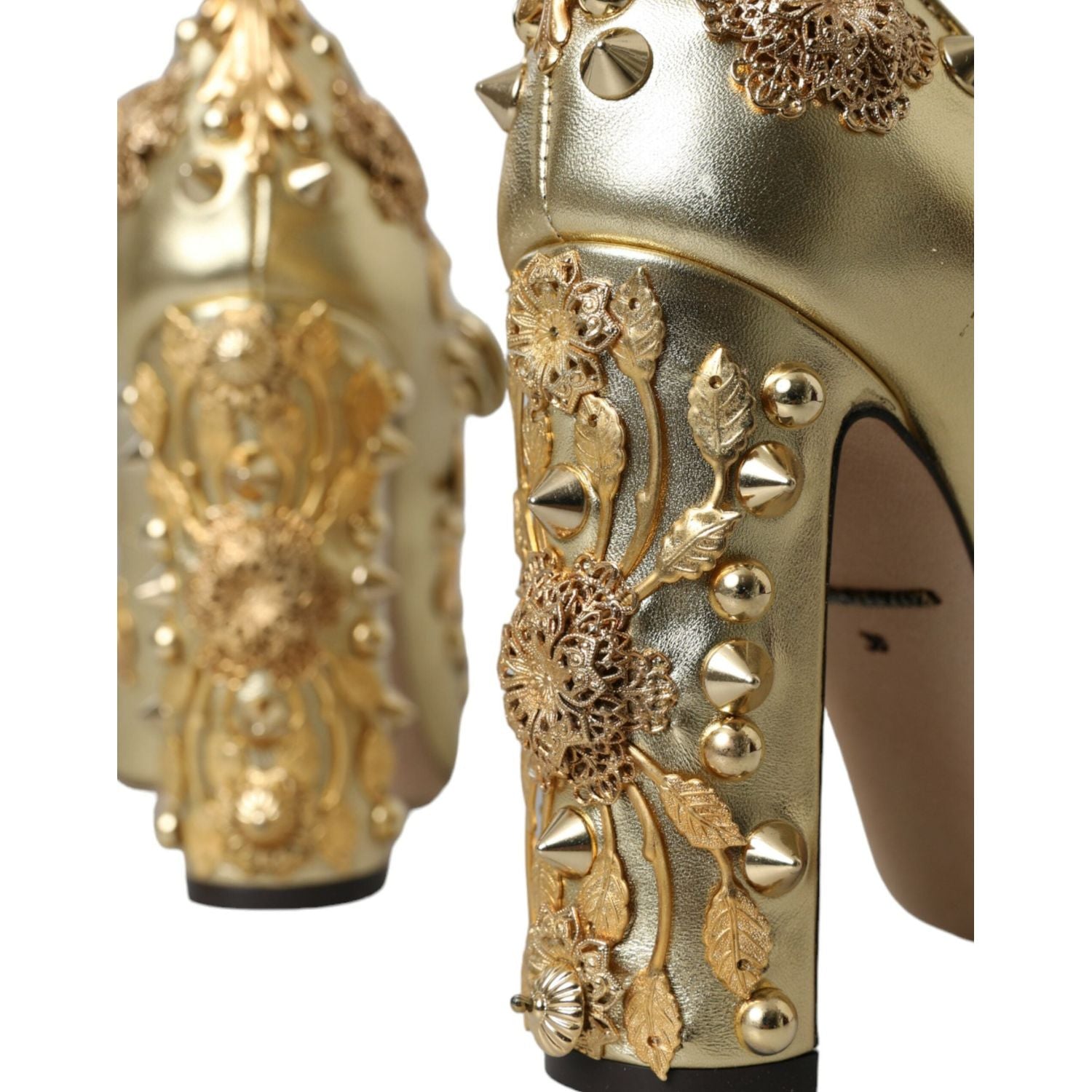 حذاء ماري جين الذهبي الجلدي من دولتشي آند غابانا