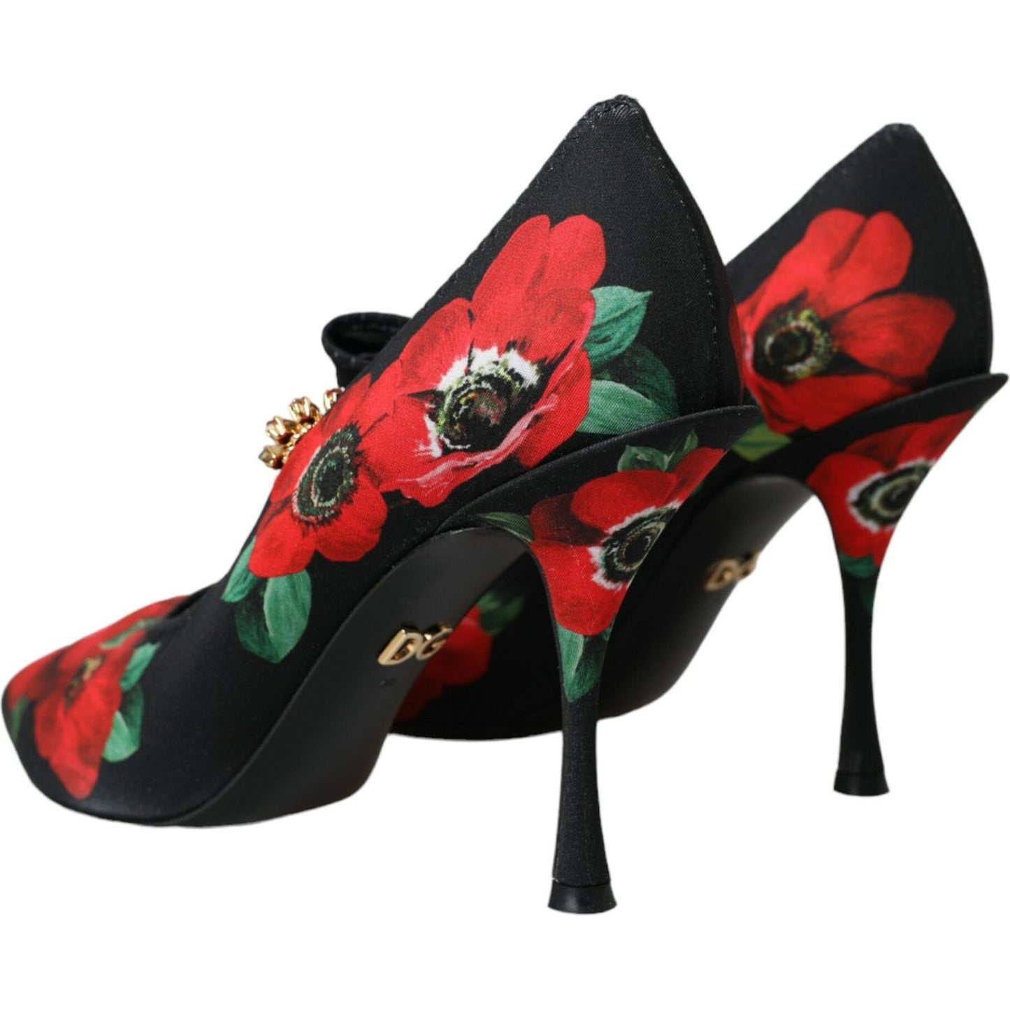 Dolce & Gabbana Black Floral Crystal Mary Jane Pumps Shoes Dolce & Gabbana