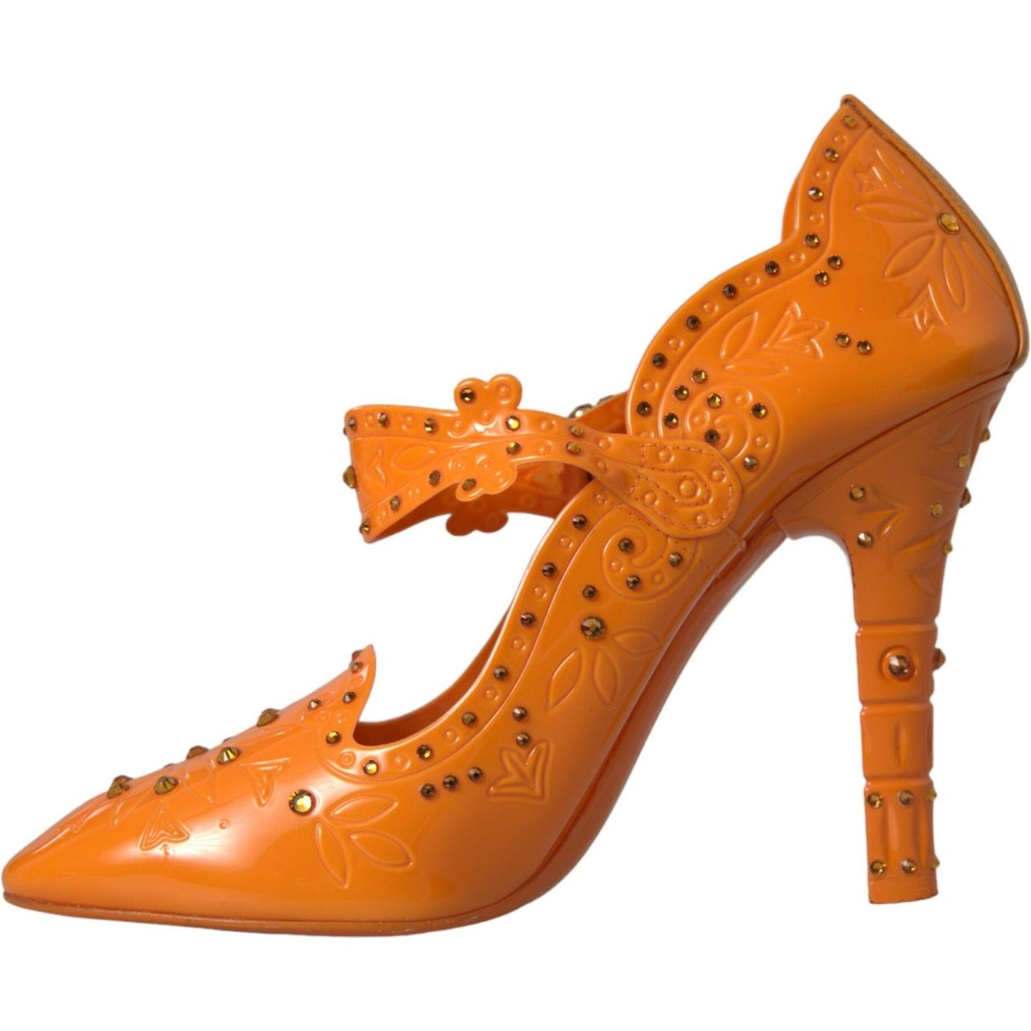 Dolce & Gabbana Orange CINDERELLA Floral Crystal Pumps Shoes Dolce & Gabbana