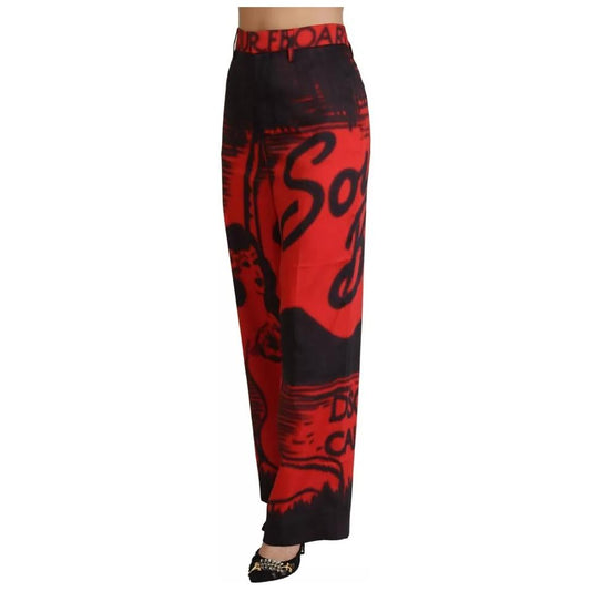 Dsquared² Red Printed High Waist Straight Pants Dsquared²