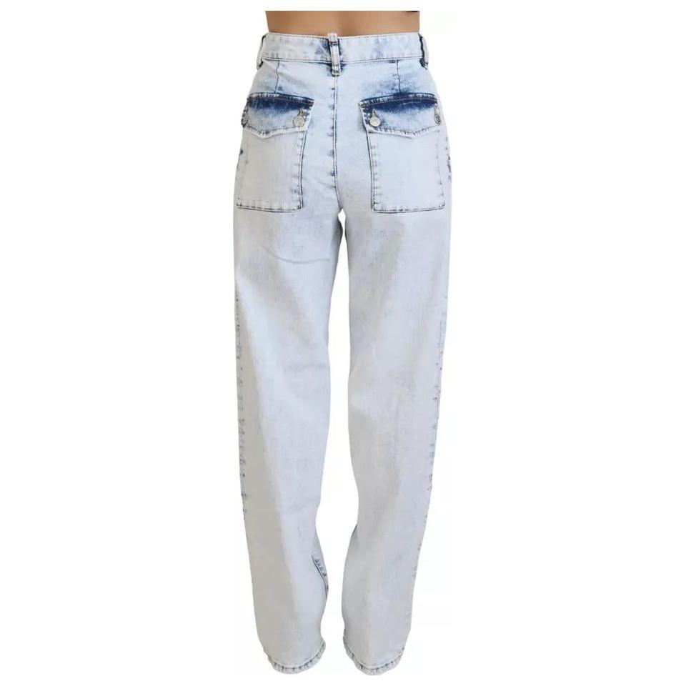 Dsquared² Light Blue Cotton High Waist Straight Denim Jeans Dsquared²