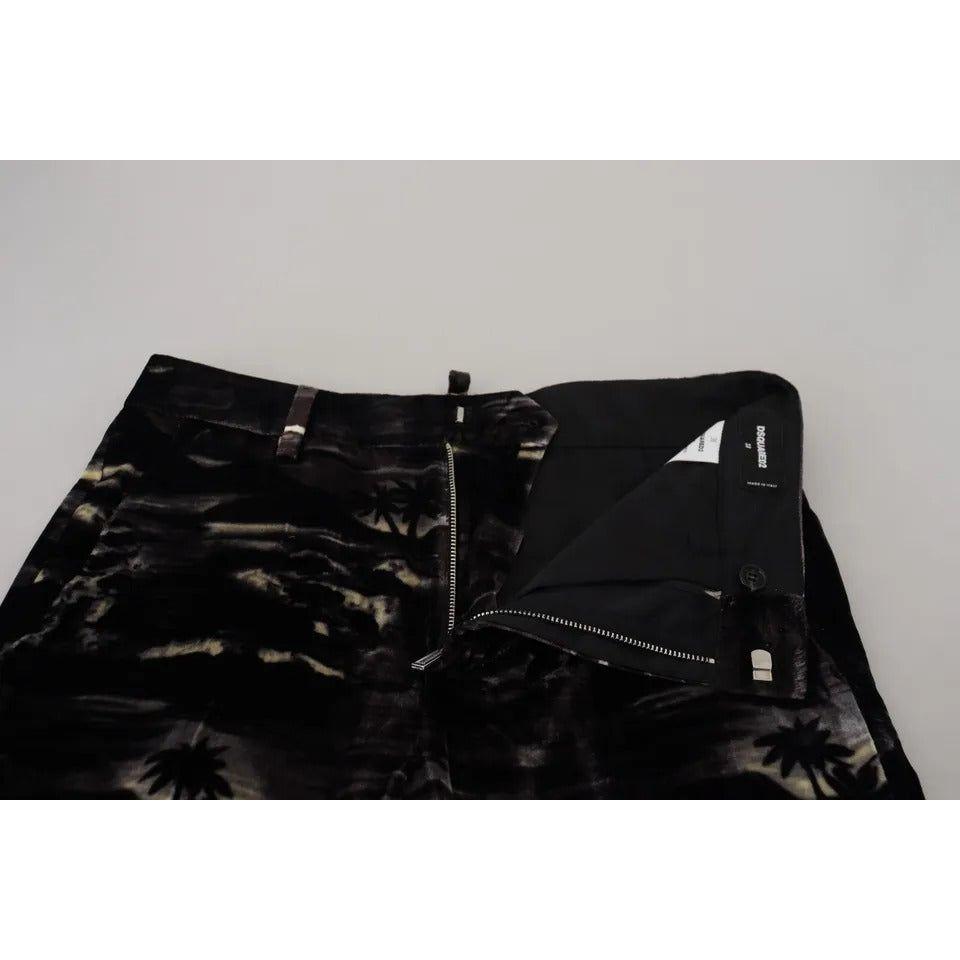 بنطال Dsquared² أسود مطبوع بخصر مرتفع وواسع للغاية