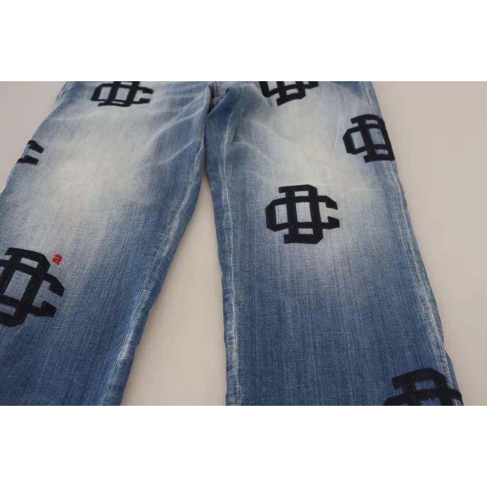 Dsquared² Blue Washed High Waist Straight Denim Boston Jeans Dsquared²