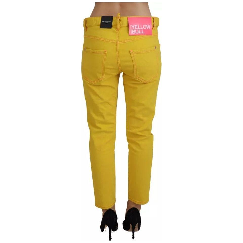 Dsquared² Yellow Cotton Low Waist Crop Denim Cool Girl Jeans Dsquared²