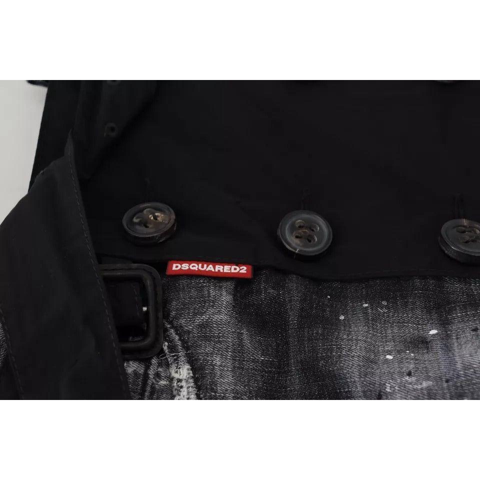 Dsquared² Black Distressed Mid Waist A-line Denim Mini Skirt Dsquared²