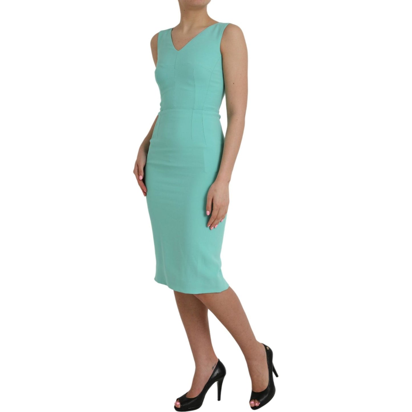 Dolce & Gabbana Green Viscose Sleeveless Bodycon Midi Dress Dolce & Gabbana