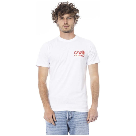 Cavalli Class White Cotton Men T-Shirt Cavalli Class