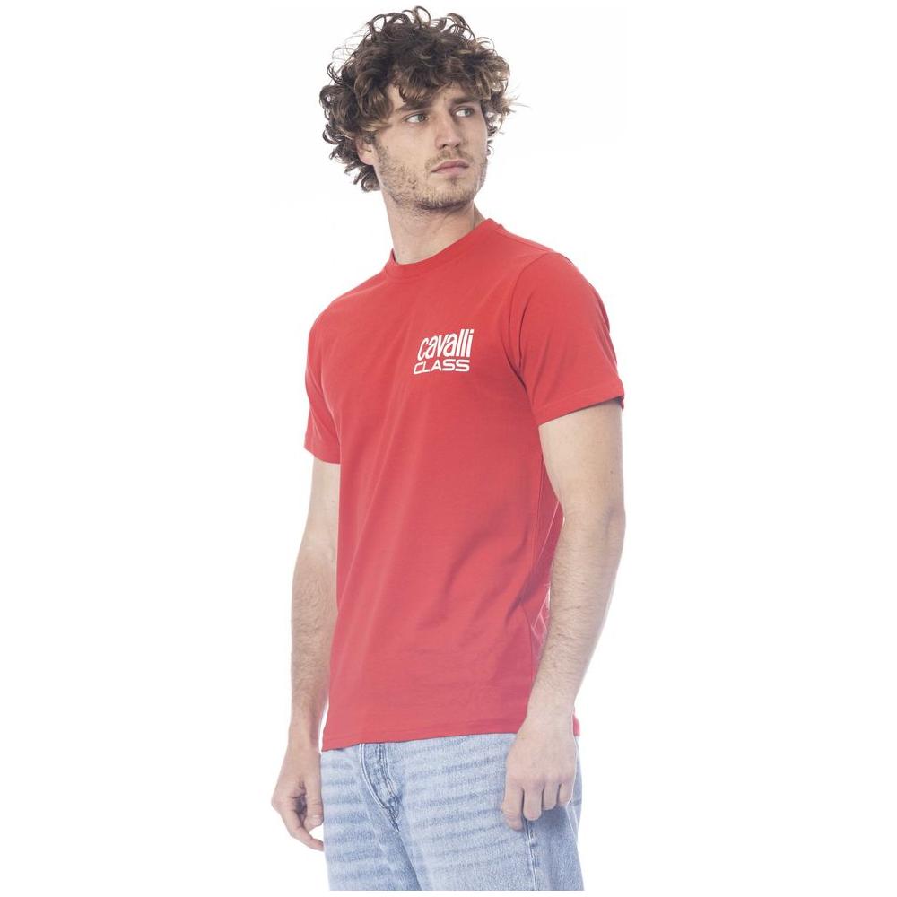 Cavalli Class Red Cotton Men T-Shirt Cavalli Class