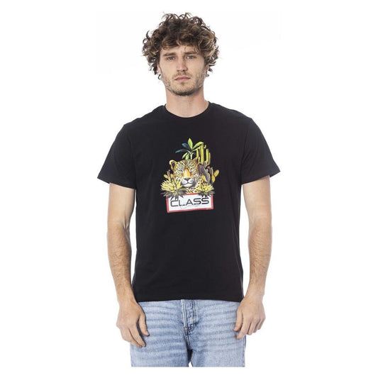 Cavalli Class Black Cotton Men T-Shirt Cavalli Class