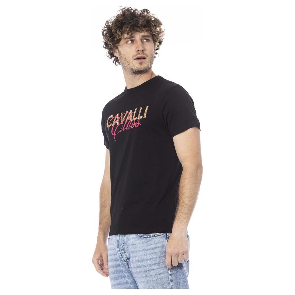 Cavalli Class Black Cotton Men T-Shirt Cavalli Class