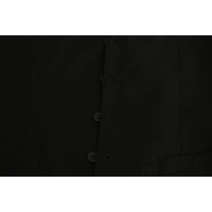Dolce & Gabbana Black Wool Stretch Waistcoat Formal Dress Vest