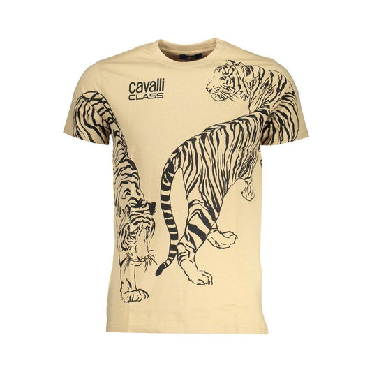 Cavalli Class Beige Cotton T-Shirt Cavalli Class