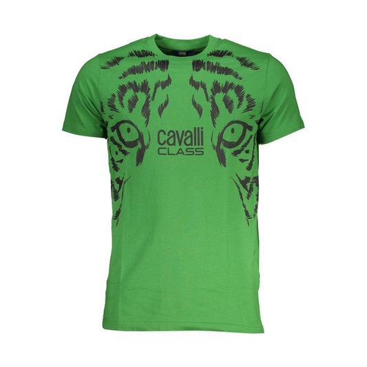 Cavalli Class Green Cotton T-Shirt Cavalli Class