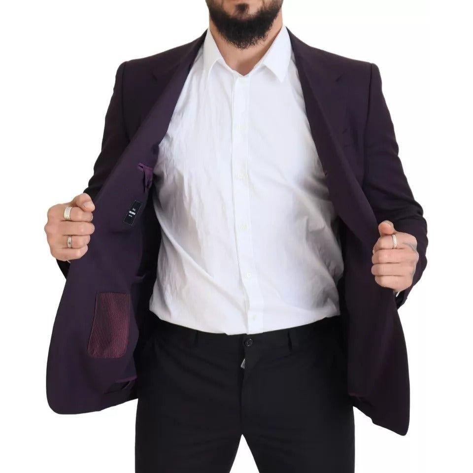 Dolce & Gabbana Purple Logo Single Breasted Wool Blazer Dolce & Gabbana