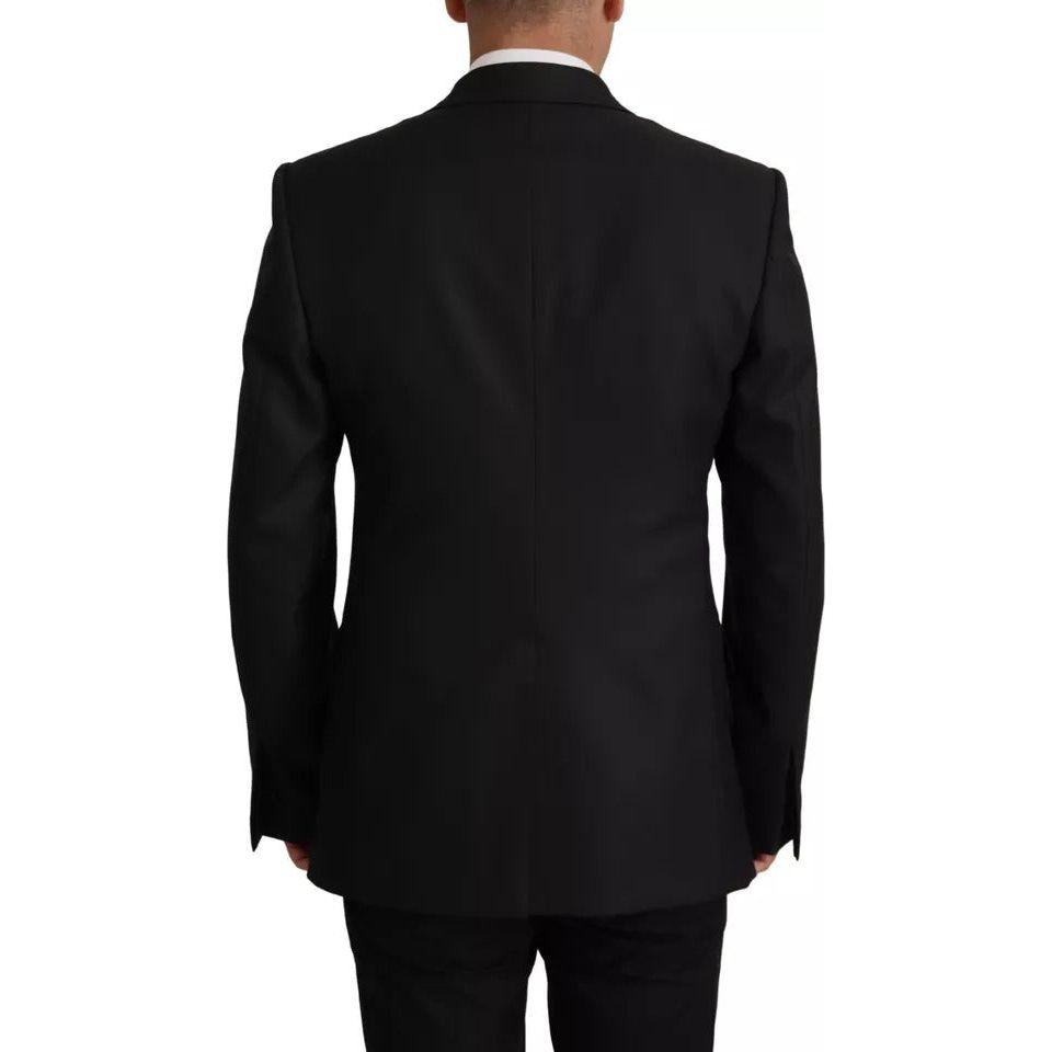 سترة بليزر من البوليستر بصف أزرار واحد باللون الأسود من دولتشي آند غابانا